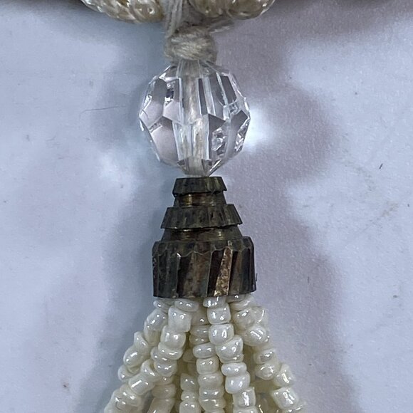 Vintage Christiana Brand Handbag Purse Ribbon Embroidered Chain Strap Ivory - Picture 8 of 16